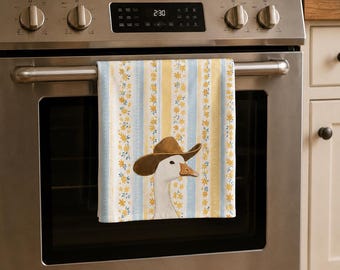 Cowboy Goose Microfiber Tea Towel | Floral Stripe Kitchen Towel