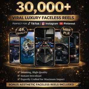 30K Luxury Reels Mega Bundle 4K | Viral Rich Lifestyle Clips|Supercars, Yachts,Private Jets| Faceless Content Pack |TikTok Instagram|MRR PLR