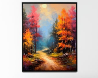 Forest Wall Art, Nature Artwork, Autumn Art, Home Decor, Mountain Art, Printable Artwork, Smoky Mountain Art | "Autumn Trail" - Digital