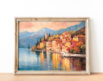 Art du lac de Côme, Italie Wall Art, Room Wall Art, Home Decor, Room Wall Art, Lake Art, Printable Art | "Lac de Côme" - Numérique