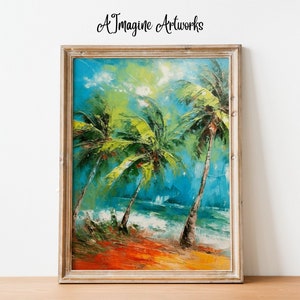 Beach Wall Art, Landscape Art, Tropical Art, Home Decor, Coastal Art, Palm Tree Art, Printable, Beachscape | &quot;Palm Tree Dreams&quot; - Digital