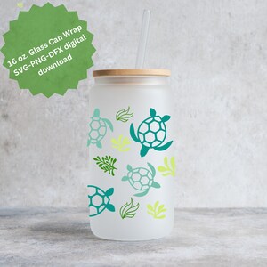 Sea turtle glass can svg, glass can svg, turtle svg, libbey can svg, glass can wrap svg, turtle tumbler svg, ocean svg, digital download