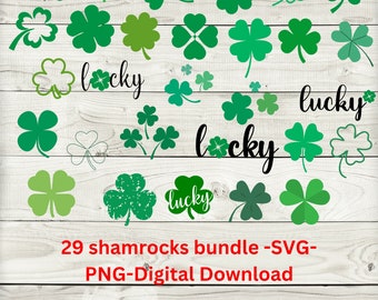 Shamrock SVG - shamrock bundle - digital download - Clover Leaf SVG - lucky Svg - Saint Patricks Day Svg - Four Leaf Svg and png