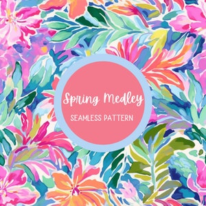 Preppy seamless botanical pattern - botanical seamless pattern - summer floral seamless pattern - instant download - botanical digital art