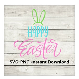 SVG de Pâques, Joyeuses Pâques Svg, lapin de Pâques Svg, fichier de lapin de couleur coupe facile Svg, Cricut, fer sur fichier, png de sublimation, bébé Pâques svg