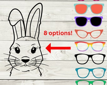 Pascua SVG - Conejito de Pascua SVG - Conejito con gafas svg y png - Conejito con gafas, Diseño de Pascua para niños, Lindo Pascua Svg, Pascua Svg