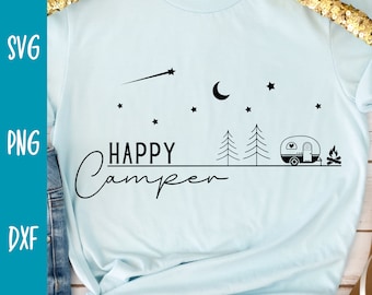 happy camper minimalist svg - happy camper png - happy camper cricut cut file - digital download - camping svg - adventure svg