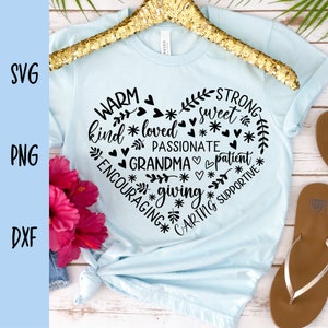 abuela diseño SVG - abuela corazón svg - archivo SVG para Cricut - abuela camisa svg flor svg - abuela png