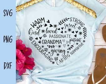 grandma SVG design - grandma heart svg - SVG file for Cricut - grandma shirt svg flower svg - grandma png