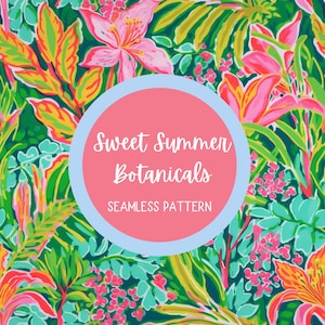 Preppy seamless botanical pattern - botanical seamless pattern - summer floral seamless pattern - instant download - botanical digital art
