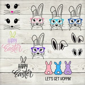 Bundle Pâques lapin Svg, lapin oreilles Svg, lapin visage Svg, lapin de Pâques Png, lapin oreilles Png, garçon lapin Svg, lapin Clipart Svg, fille lapin svg