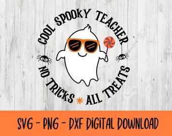 spooky teacher svg - teacher halloween shirt svg - teacher halloween shirt png - cute halloween ghost svg - teacher halloween sublimation