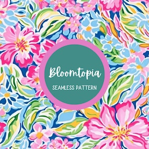 Preppy seamless botanical pattern - botanical seamless pattern - summer floral seamless pattern - instant download - botanical digital art