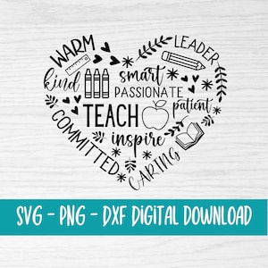 Lehrer svg - Lehrer Herz svg - Lehrer Geschenk svg - Lehrer Herz png - digitaler download - svg Dateien für Cricut - dxf