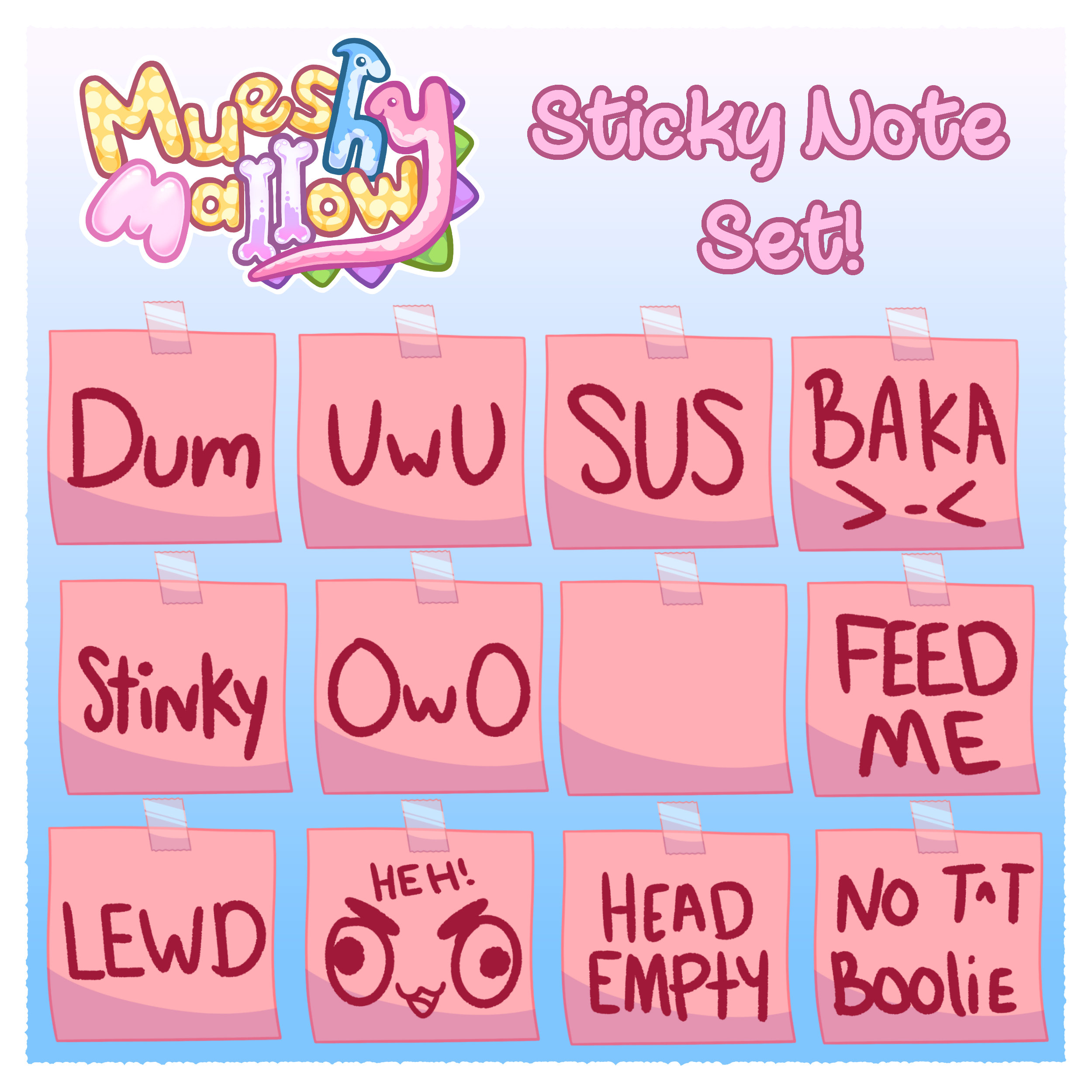 Sticky Note Set Vtuber Assets Etsy