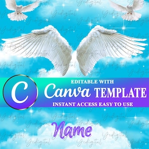 In Loving Memory Blue Sky Wings, Heaven Gate, Funeral Template
