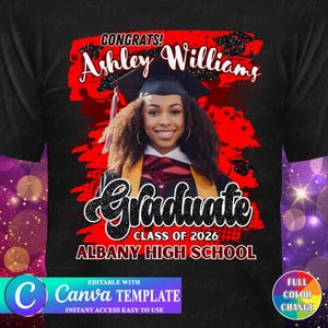7 Editable Red and Black Canva Graduation Template Shirt Graduation Button Graduation Fan Graduation Stole Graduation Cap 2026