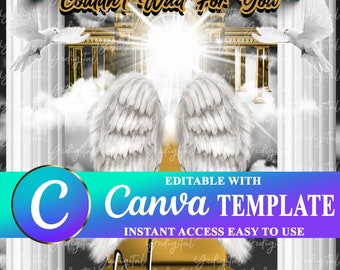 Heaven Couldn&#39;t Wait Black & Gold Background | Memorial Background |  Funeral Template | PNG | Canva Template | Editable | Digital Download