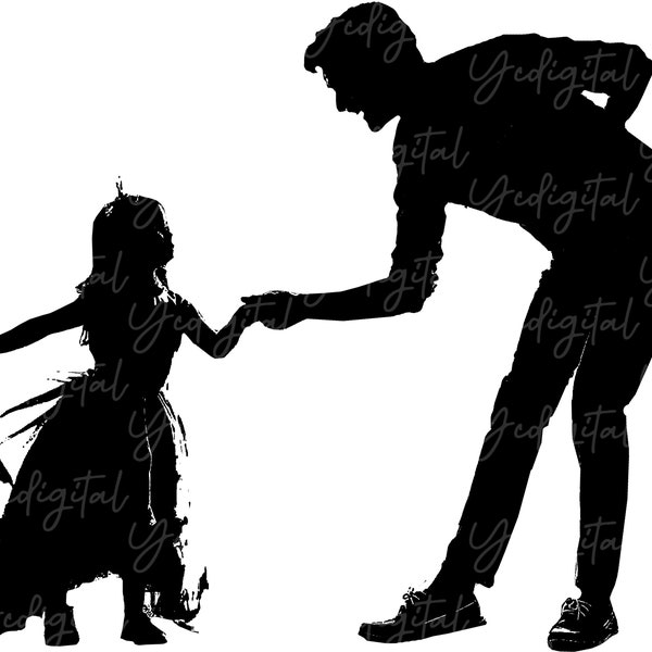 Father and Daughter Dance PNG, Cut/Print Files Silhouette, Digital Download
