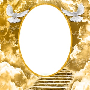 Rest In Peace Digital Download, Custom Oval Shape In Loving Memory Golden Sky Background PNG