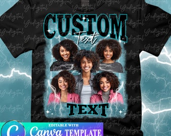 CUSTOM your bootleg design, Customize text bootleg idea, Light Teal Color Editable TEMPLATE | DRAG and Drop Your Photos