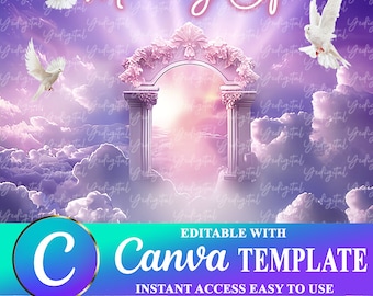 Purple Sky Funeral Template Digital Download