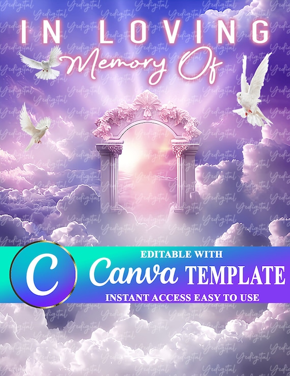 Purple Sky Funeral Template Digital Download
