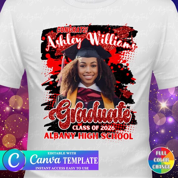 7 Editable Red and Black Canva Graduation Template Shirt Graduation Button  Graduation Fan Graduation Stole Graduation Cap 2026 - Etsy