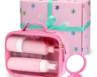 Premium Travel Toiletry Bag for Women and Girls with Clear Transparent Front and packaged in a Beautiful Gift Box