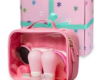 TSA-Approved Travel Kit – Clear Toiletry Bag, Sleep Mask & Silicone Containers