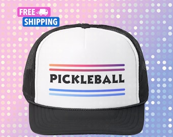 Pickleball Dad Cap Trucker Hat - Retro Colorful Perfect Gifts Birthday Christmas Gift for Mom, Dad Pickle Ball Lovers, Pickleball Teams
