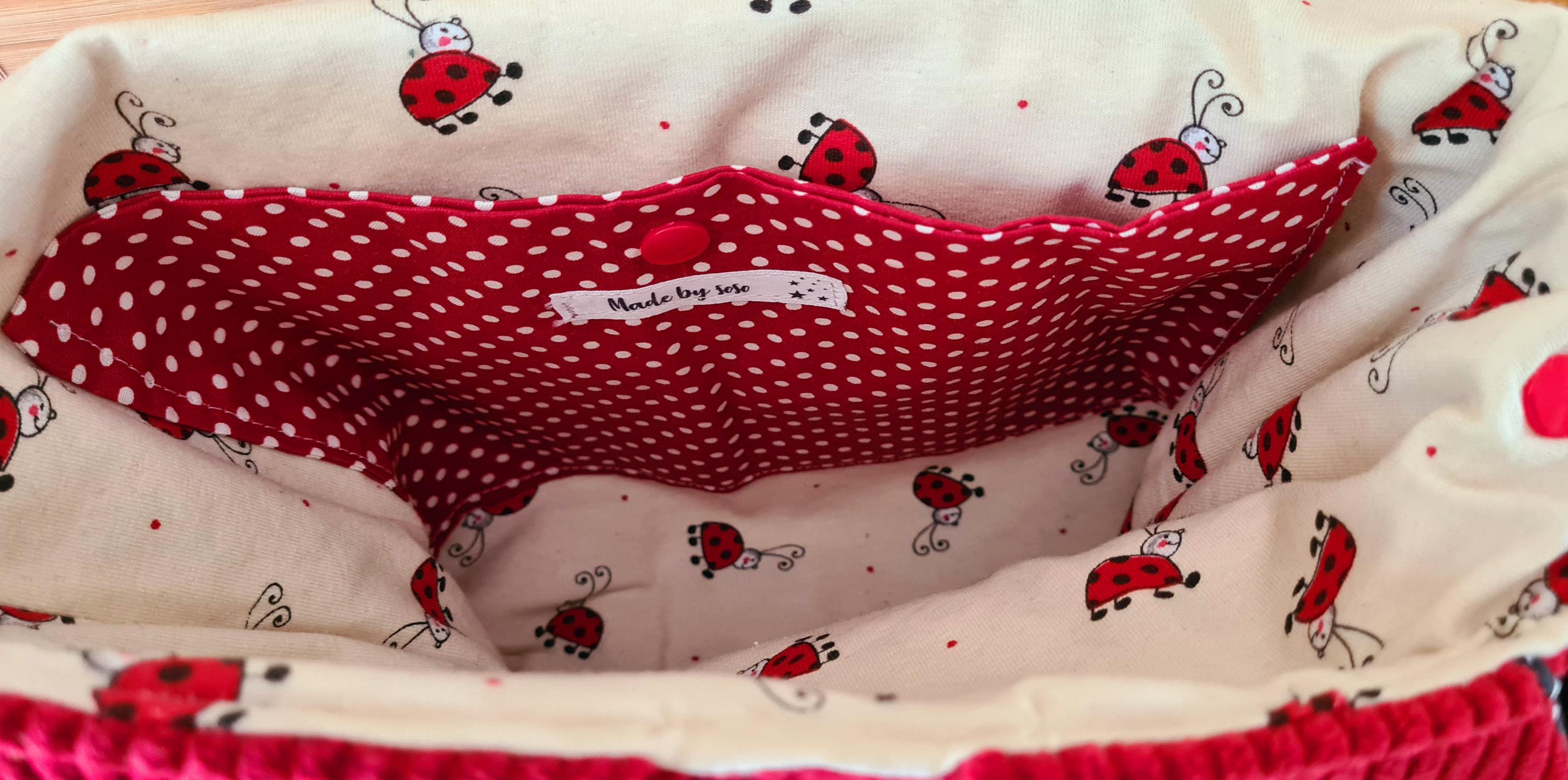 Handmade Corduroy  Ladybug Backpack Leather ladybug backpack tutorial - YouTube main image 2