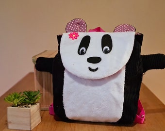 Handmade corduroy animal backpack small panda