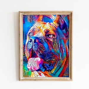 Cane Corso dog portrait in a colorful painting - wall art print poster