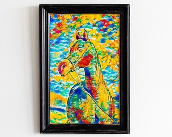 Arabian horse colorful portrait painting - wall art print poster