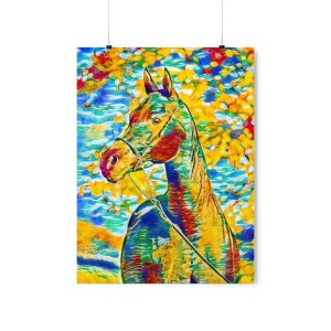Arabian horse colorful portrait painting wall art print poster image 9