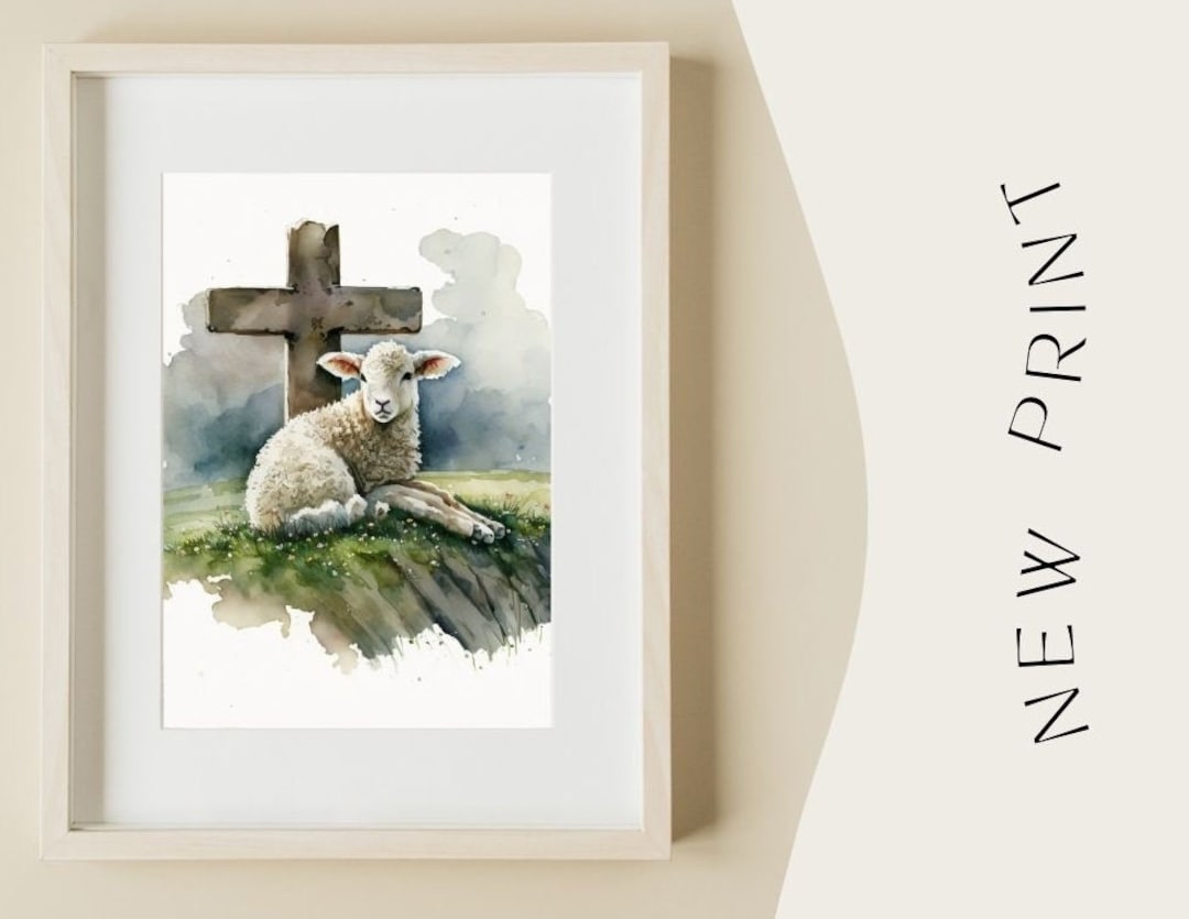 Lamb Cross Religious Printable Art Christian, Lamb of God, Easter
