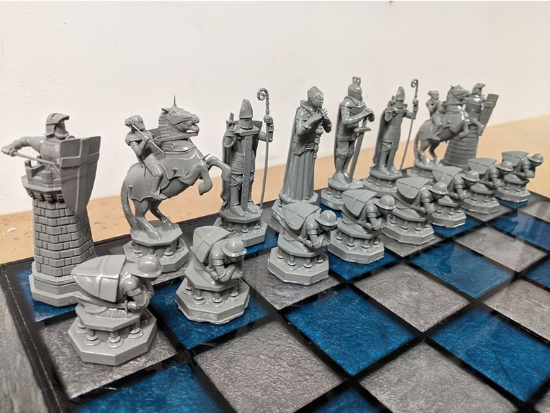 3d stl files for 3d printing, 3d stl chess set model, stl for printing, digital printing, digital download, chess game drawing file, chess