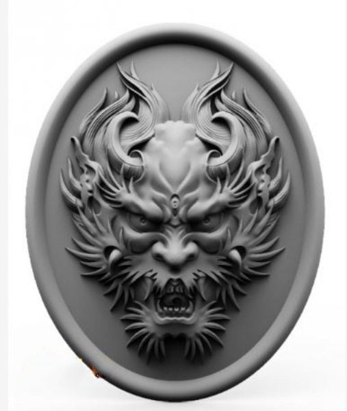 3d Stl Japanese Dragon Mask Drawing File,digital Drawing File,3d ...