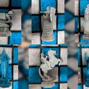 3d stl files for 3d printing, 3d stl chess set model, stl for printing, digital printing, digital download, chess game drawing file, chess