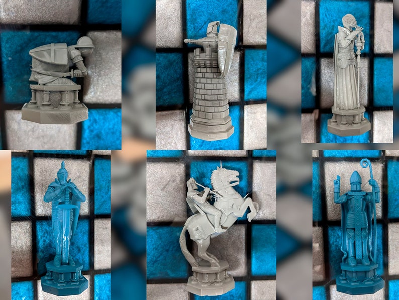 3d stl files for 3d printing, 3d stl chess set model, stl for printing, digital printing, digital download, chess game drawing file, chess