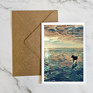 Honden een strand wenskaart. Luxe print. Elke gelegenheidskaart