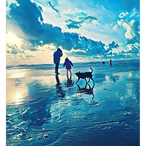 Días como estos se imprimen. Impresión de lujo para tu hogar. Perro y niños. Estampado de playa. Decoración del hogar.