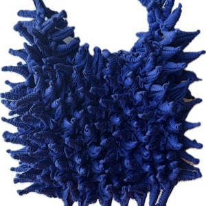 Expandable shibori bag Japanese tie dye stretchy tote handcrafted reusable grocery bag washable organizer insert blue spiky shrinkable style