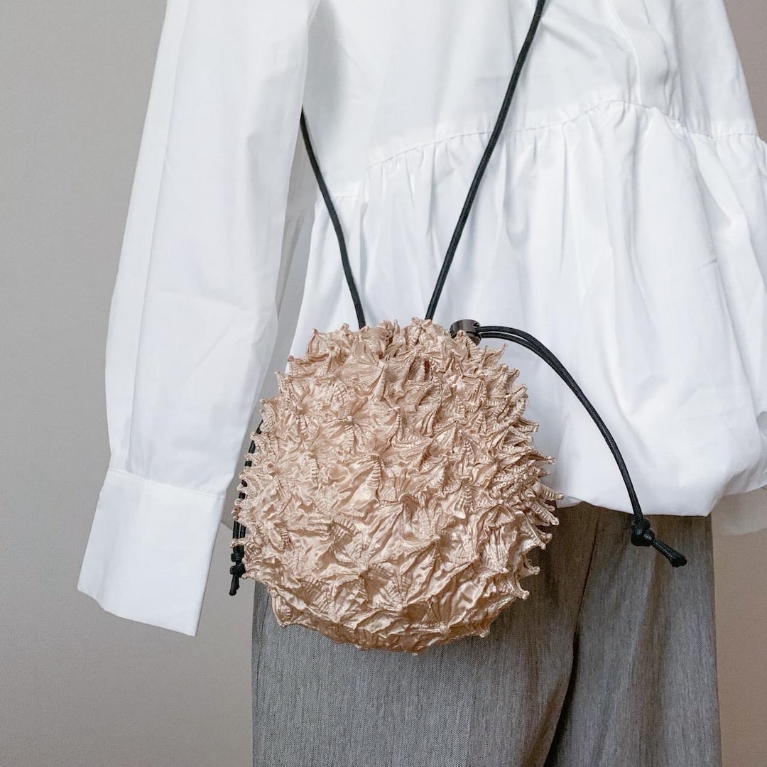 2 Way Japanese Shibori Shoulder Bag Handmade Kumo Tie Dye Textured