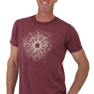 Biologisch T-shirt heren van biologisch katoen met HoutenIris-boommotief voor alledaagse vrijetijds en outdoor-overhemden van biologisch katoen met boomdesign afbeelding 2