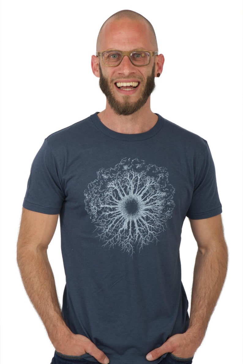 Organic men's t-shirt made of bamboo viscose and organic cotton with WoodenIris tree motif for everyday sports and outdoors image 3