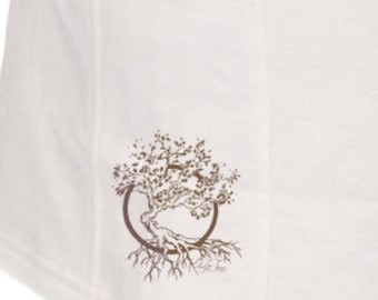 Organic cotton sweat skirt with logo - "Olive" motif, women's, in natural white