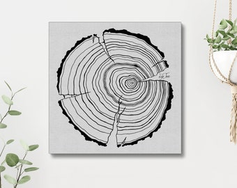 Canvas Canvas "Treeslice2" Fineliner Drawing Art Home Living Room
