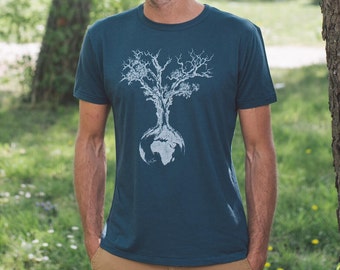 Men's shirt world tree made of viscose from bamboo and organic cotton / T-Shirt Bamboo - Organic Cotton Tree of Life